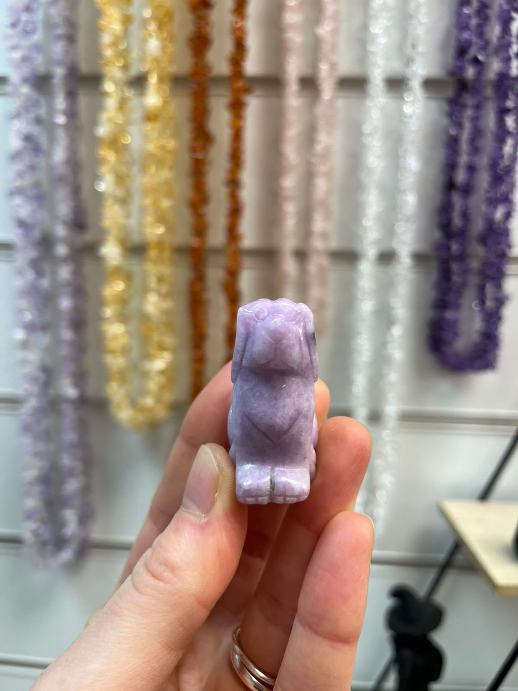 Lepidolite Dog Crystal Carving