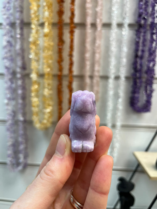 Lepidolite Dog Crystal Carving
