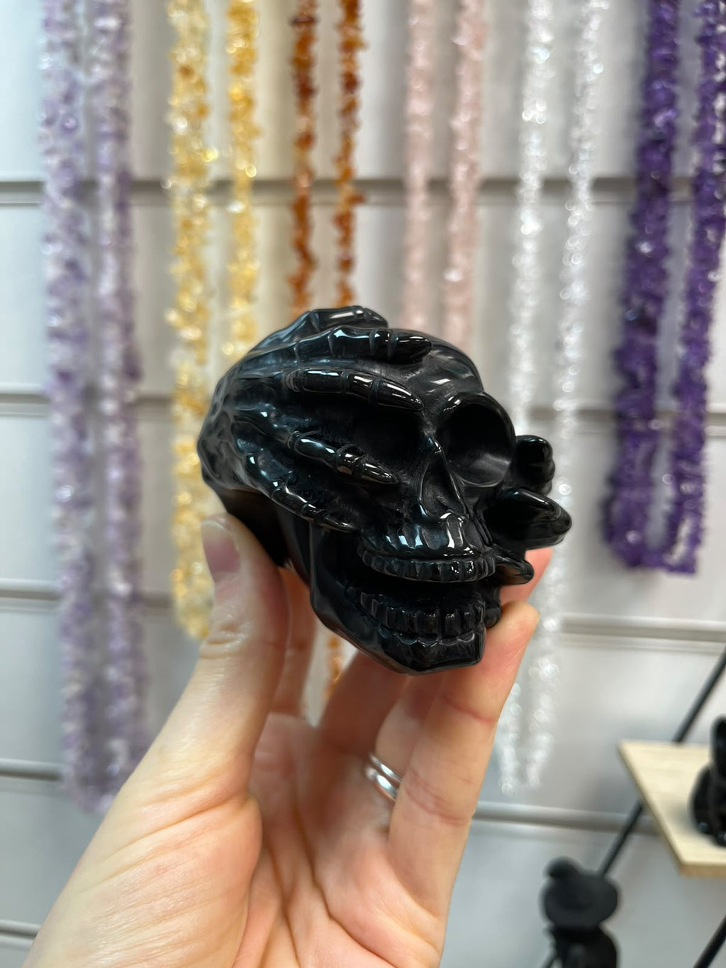 Obsidian Skull Crystal Carving