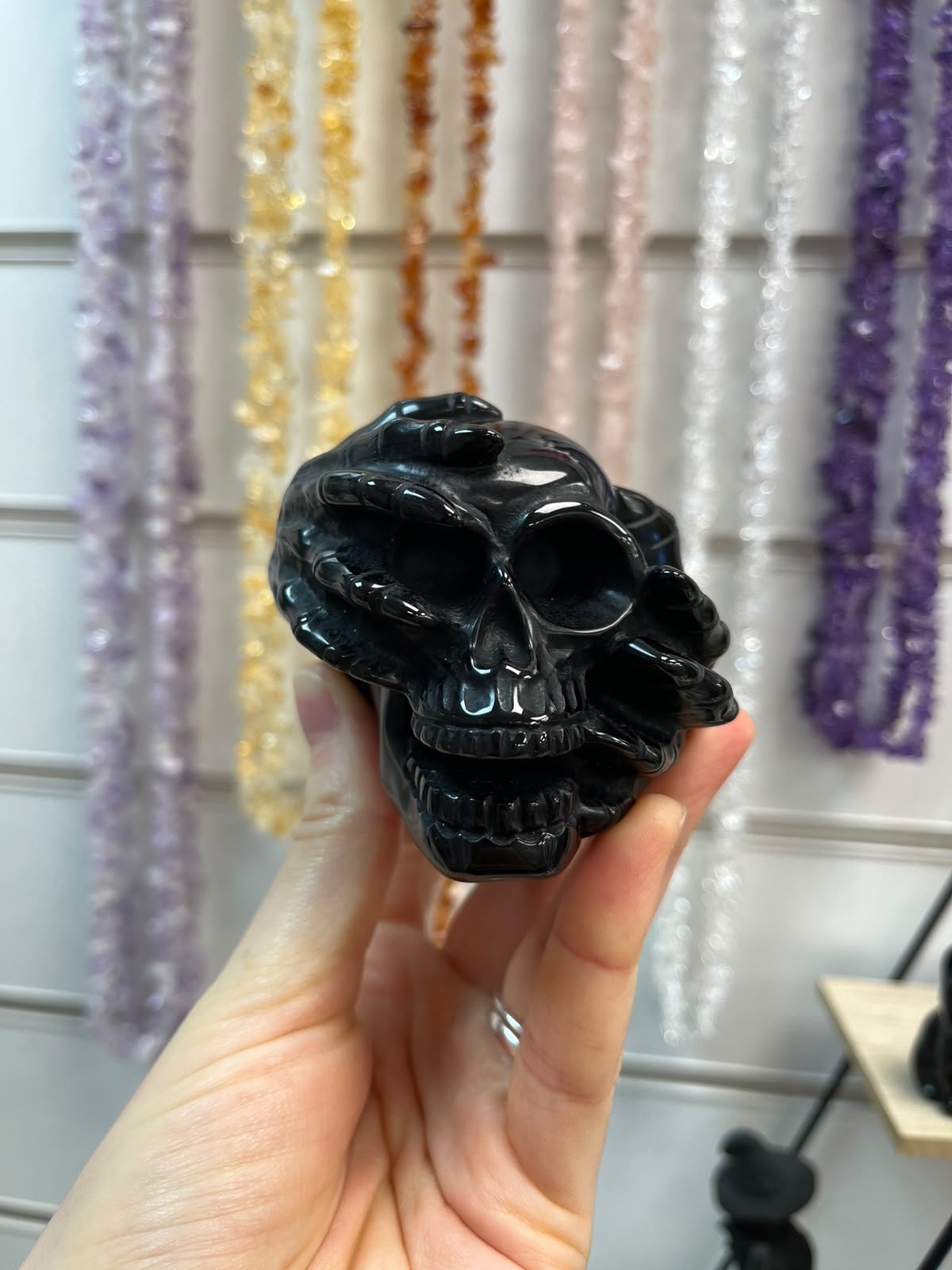 Obsidian Skull Crystal Carving