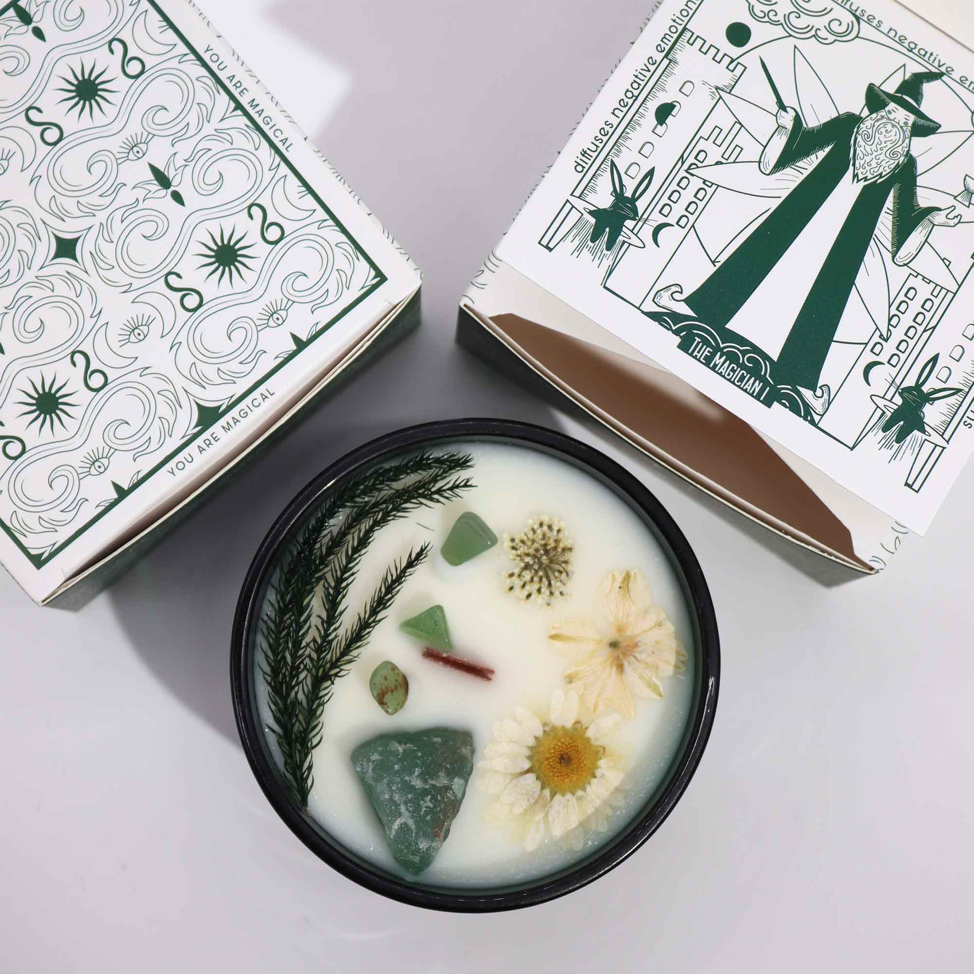 Hop Hare Crystal Magic Flower Candle - The Magician / Jade