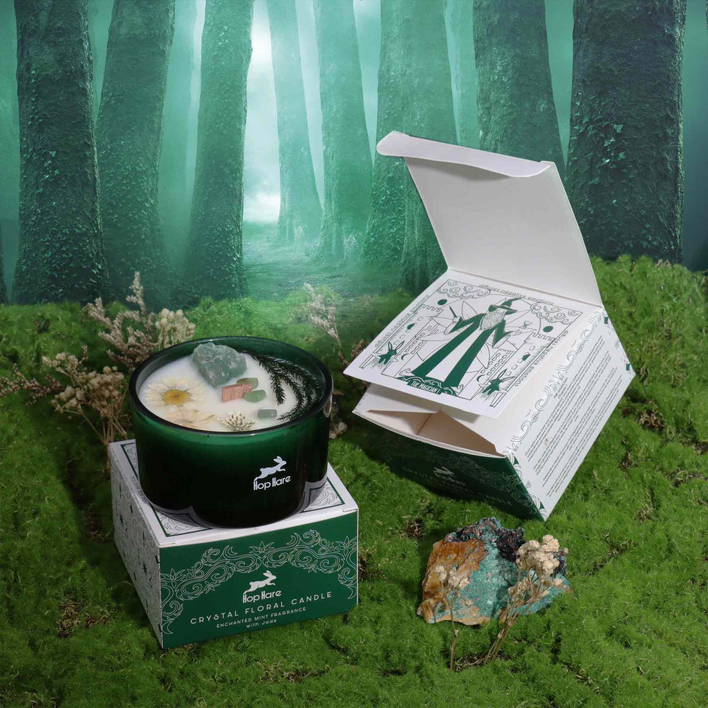 Hop Hare Crystal Magic Flower Candle - The Magician / Jade