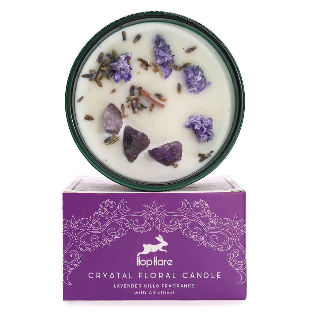 Hop Hare Crystal Magic Flower Candle - The Moon / Amethyst