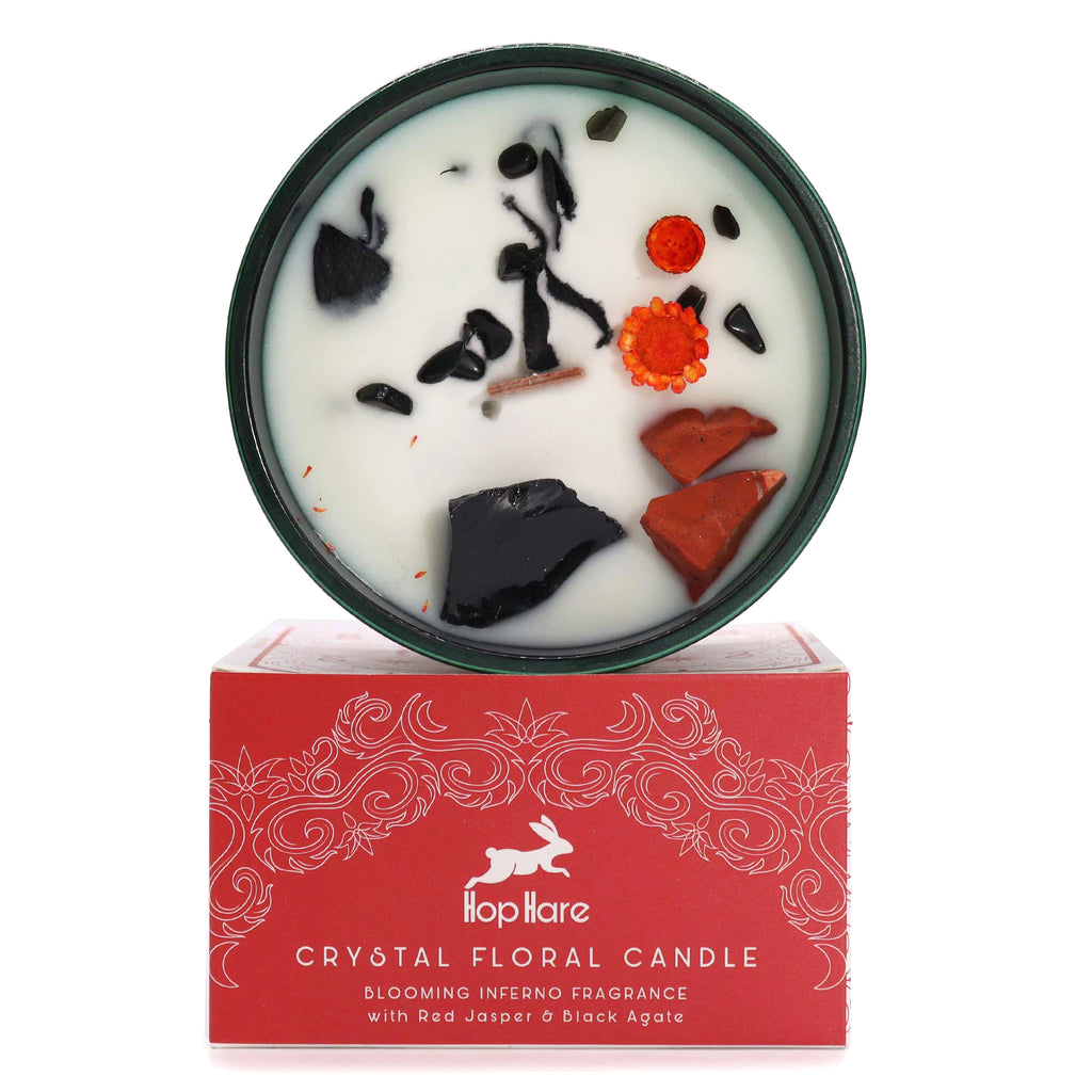 Hop Hare Crystal Magic Flower Candle - The Devil / Jasper & Agate