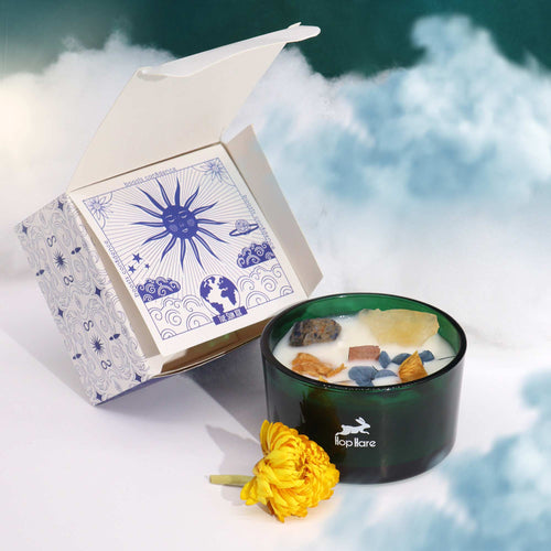 Hop Hare Crystal Magic Flower Candle - The Sun / Citrine & Sodalite
