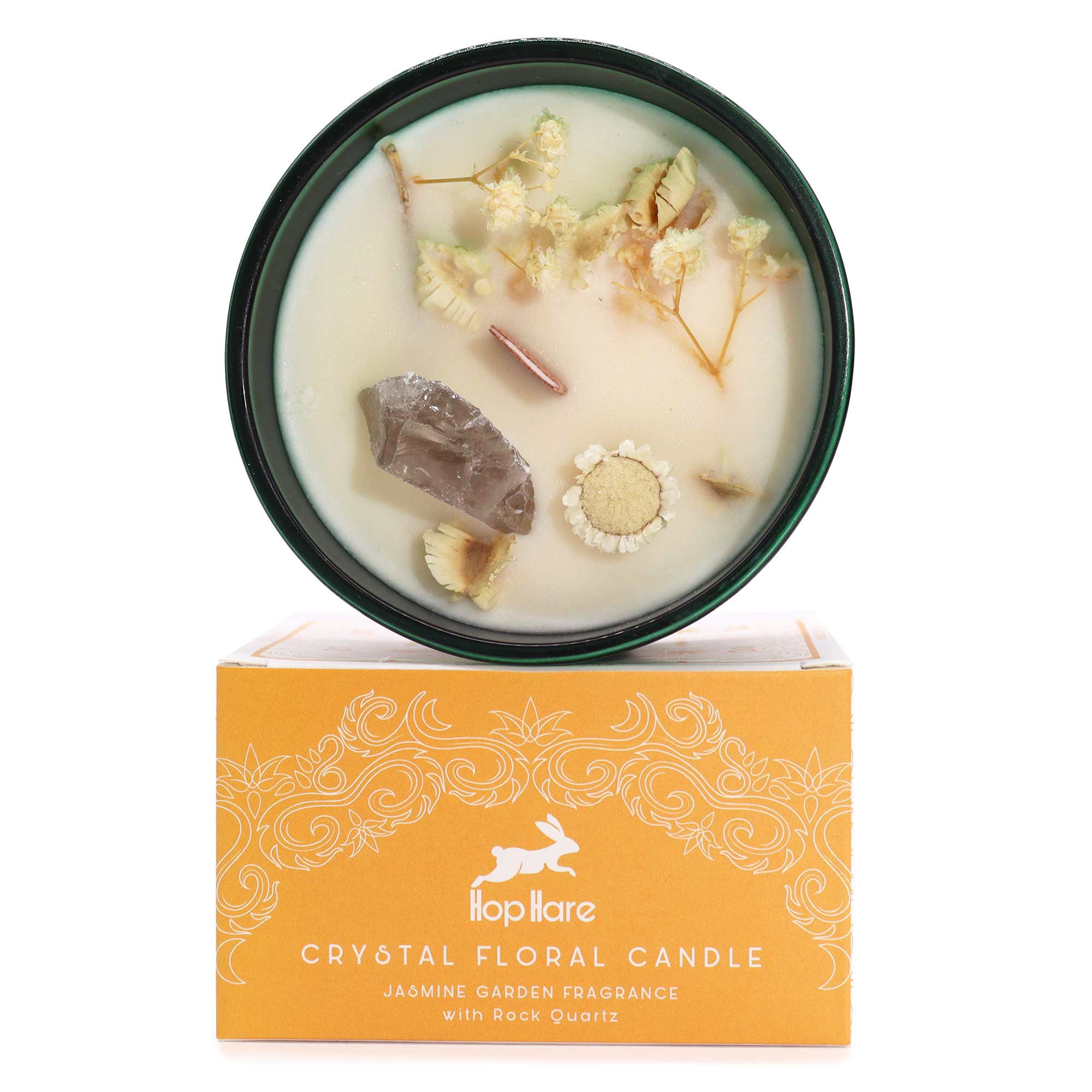 Hop Hare Crystal Magic Flower Candle - The Lion / Clear Quartz