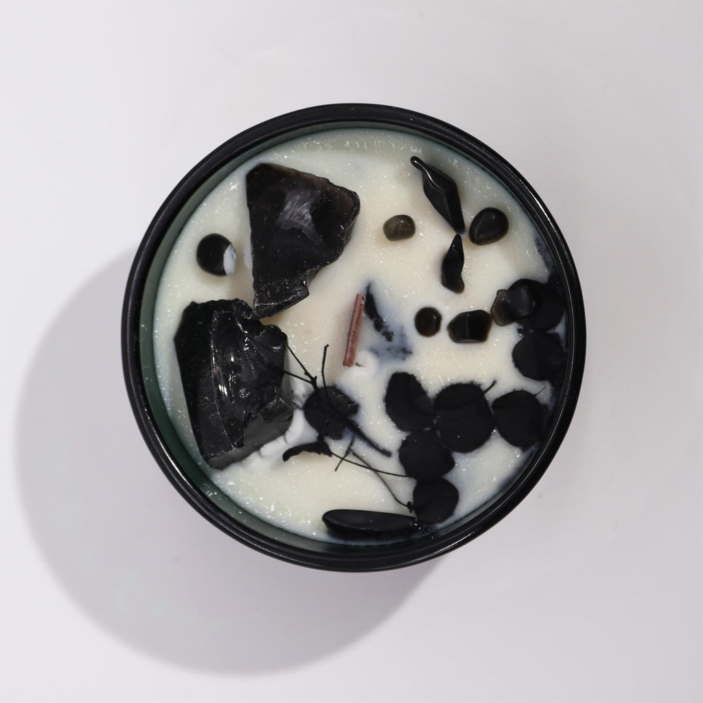 Hop Hare Crystal Magic Flower Candle - The Knight of Swords / Obsidian