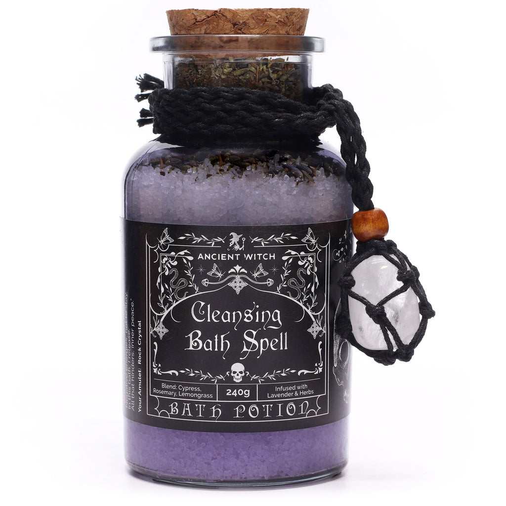 Bath Spell Potion & Quartz Crystal Amulet - Cleansing