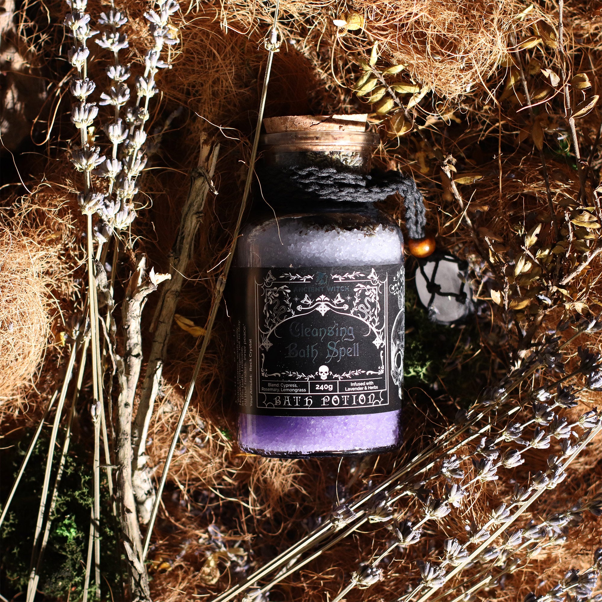 Bath Spell Potion & Quartz Crystal Amulet - Cleansing