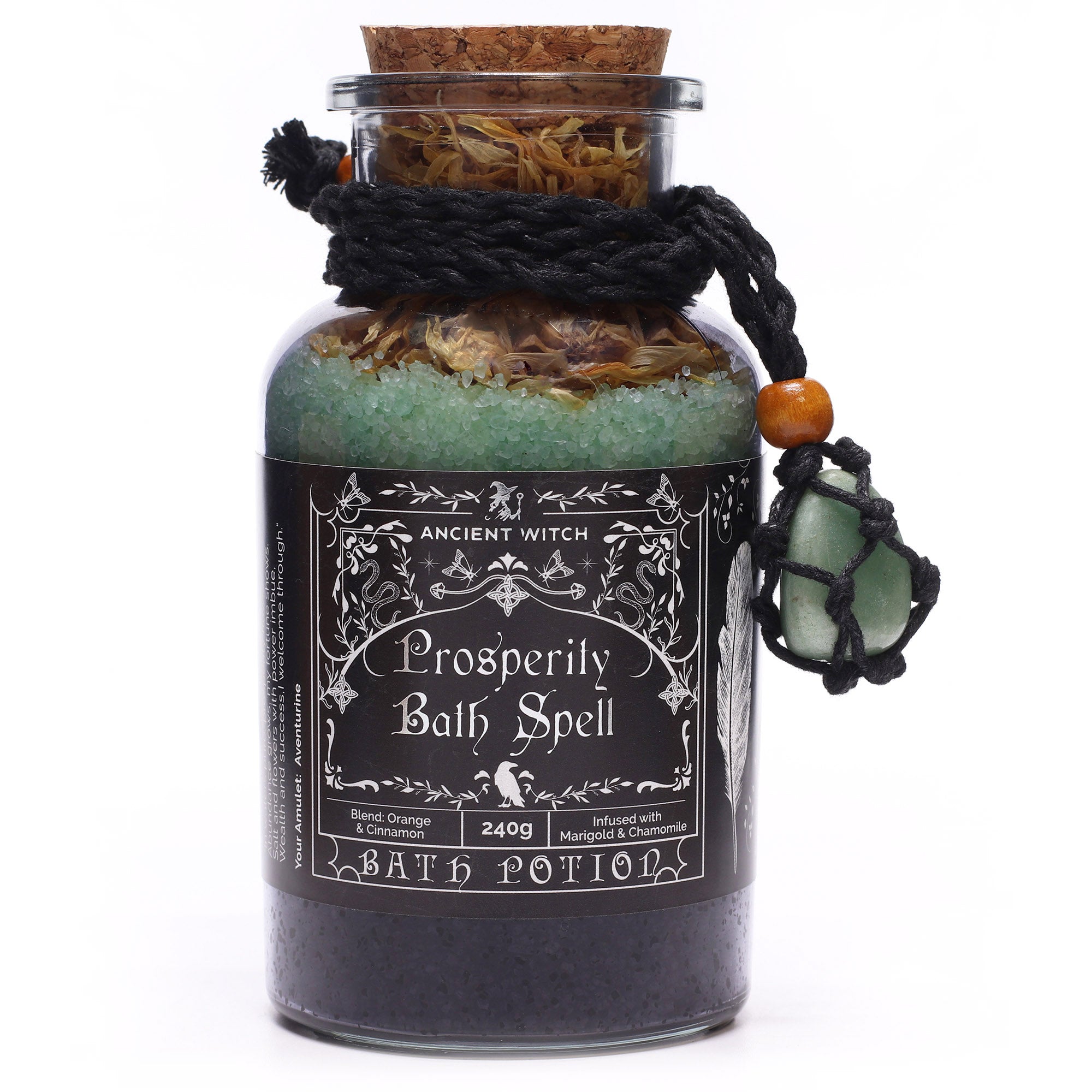 Bath Spell Potion & Aventurine Crystal Amulet - Prosperity