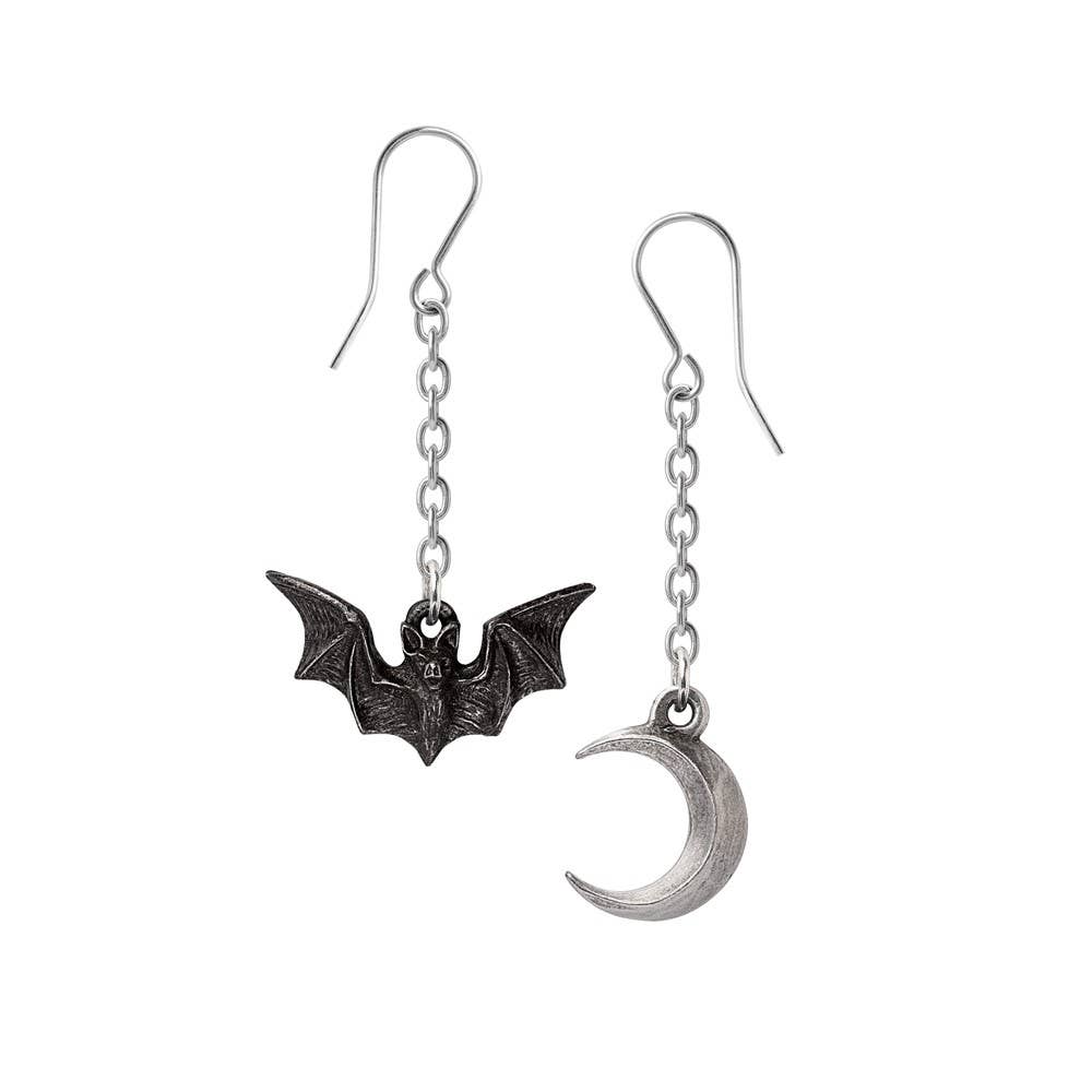 Lunatious Bat & Moon Earrings