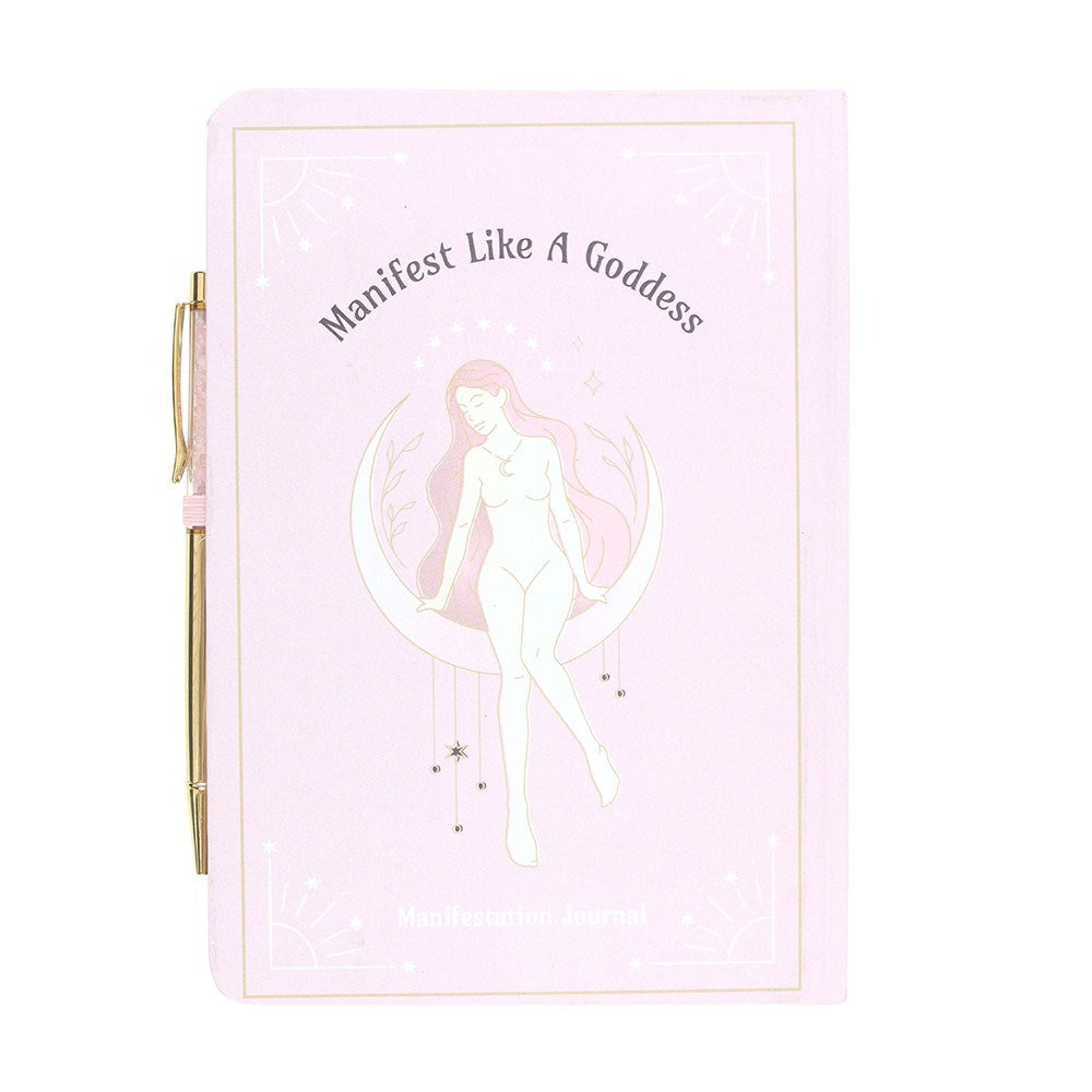 Goddess Energy Manifestation Journal with Rose Quartz Crystal Pen