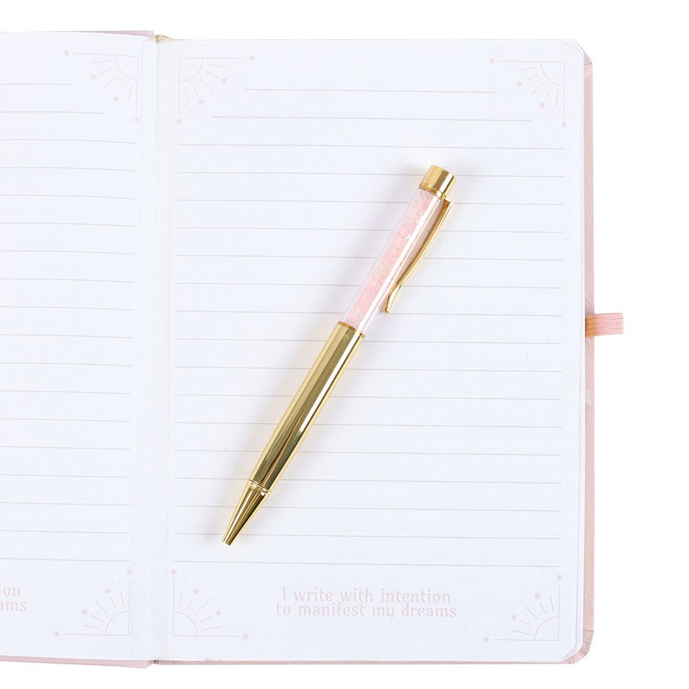 Goddess Energy Manifestation Journal with Rose Quartz Crystal Pen