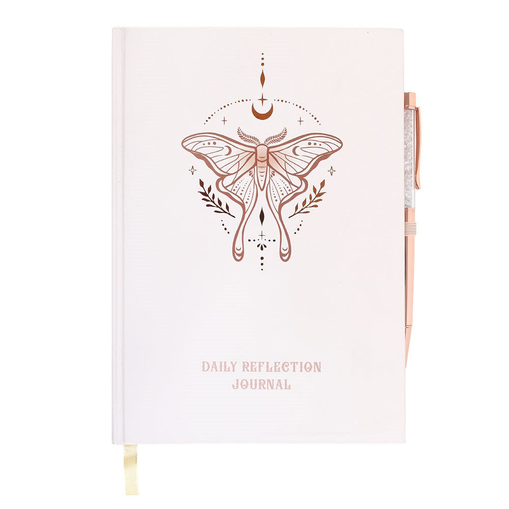 Luna Moth Daily Reflection Journal with Quartz Pen