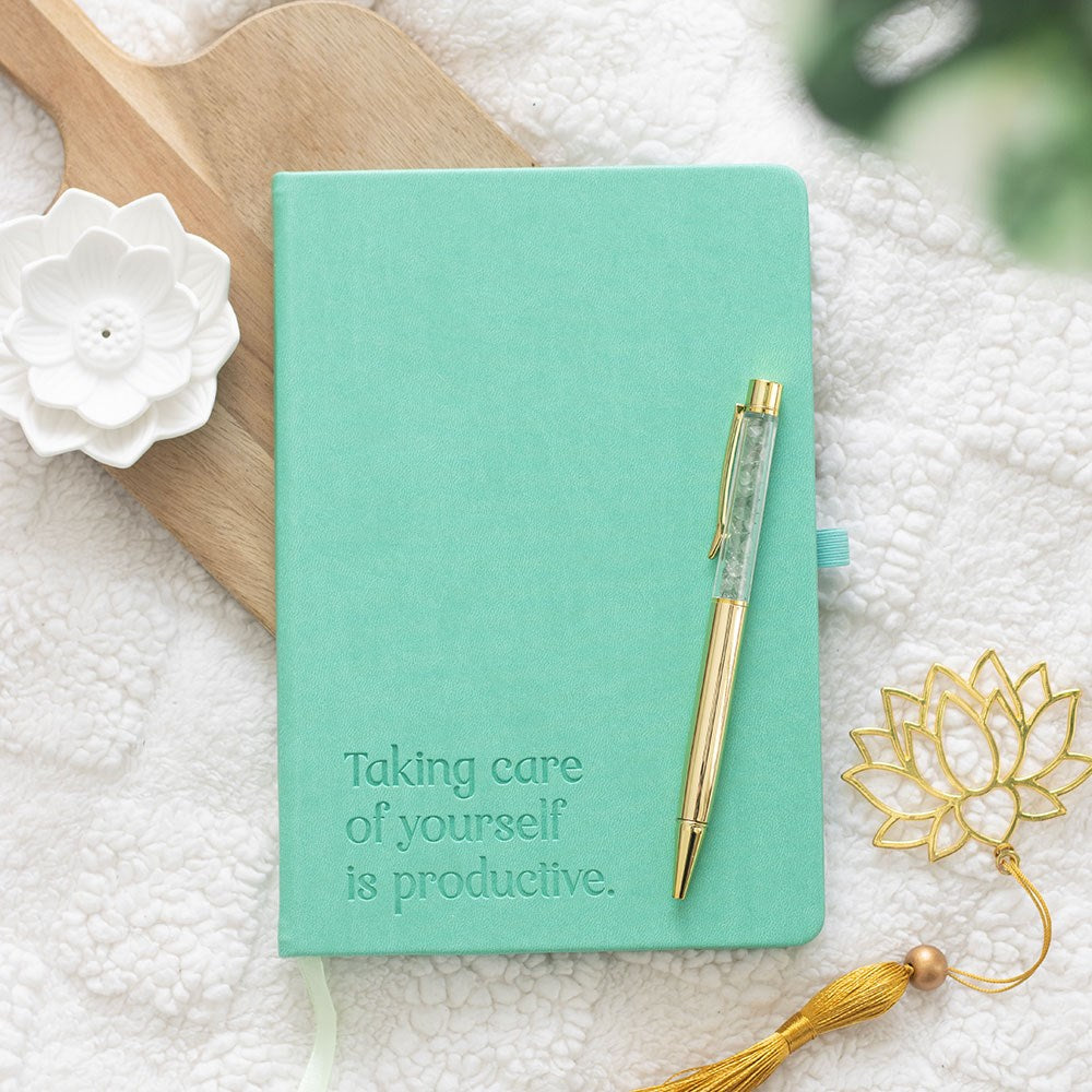Wellness Journal with Aventurine Crystal Pen