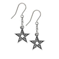 Black Pentagram Dropper Earring Pair