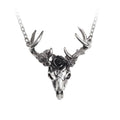 Black Rose Deer Skull Necklace