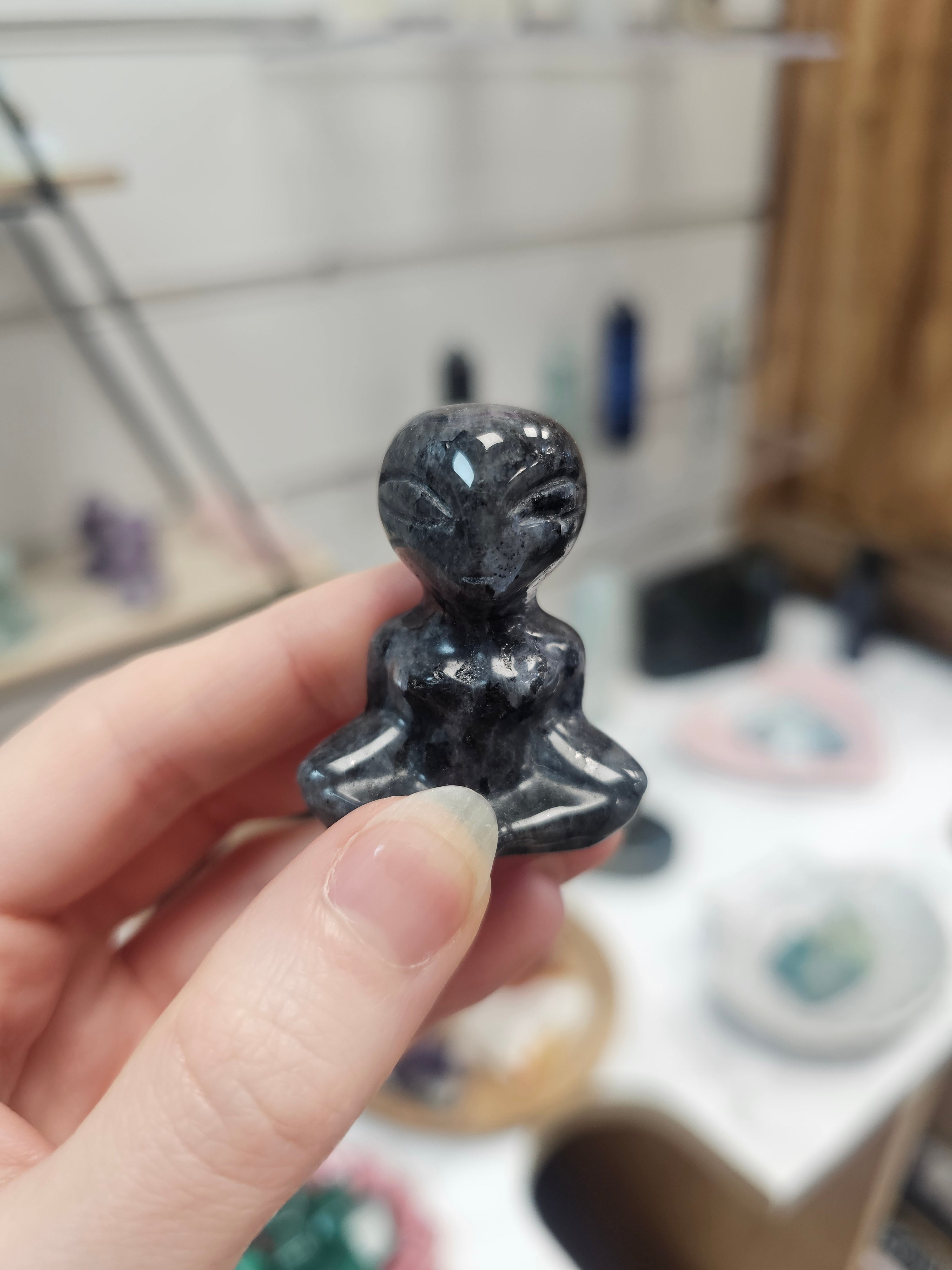 Larvikite Crystal Alien Figurine