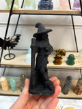 Matte Obsidian Witch Crystal Carving