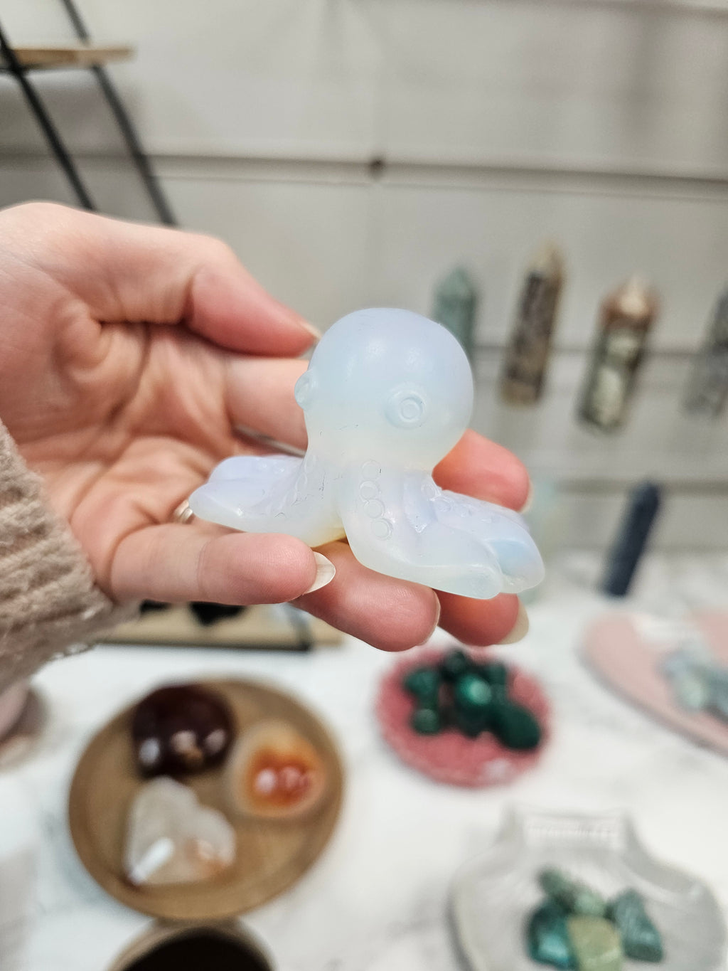 Opalite Octopus Crystal Carving
