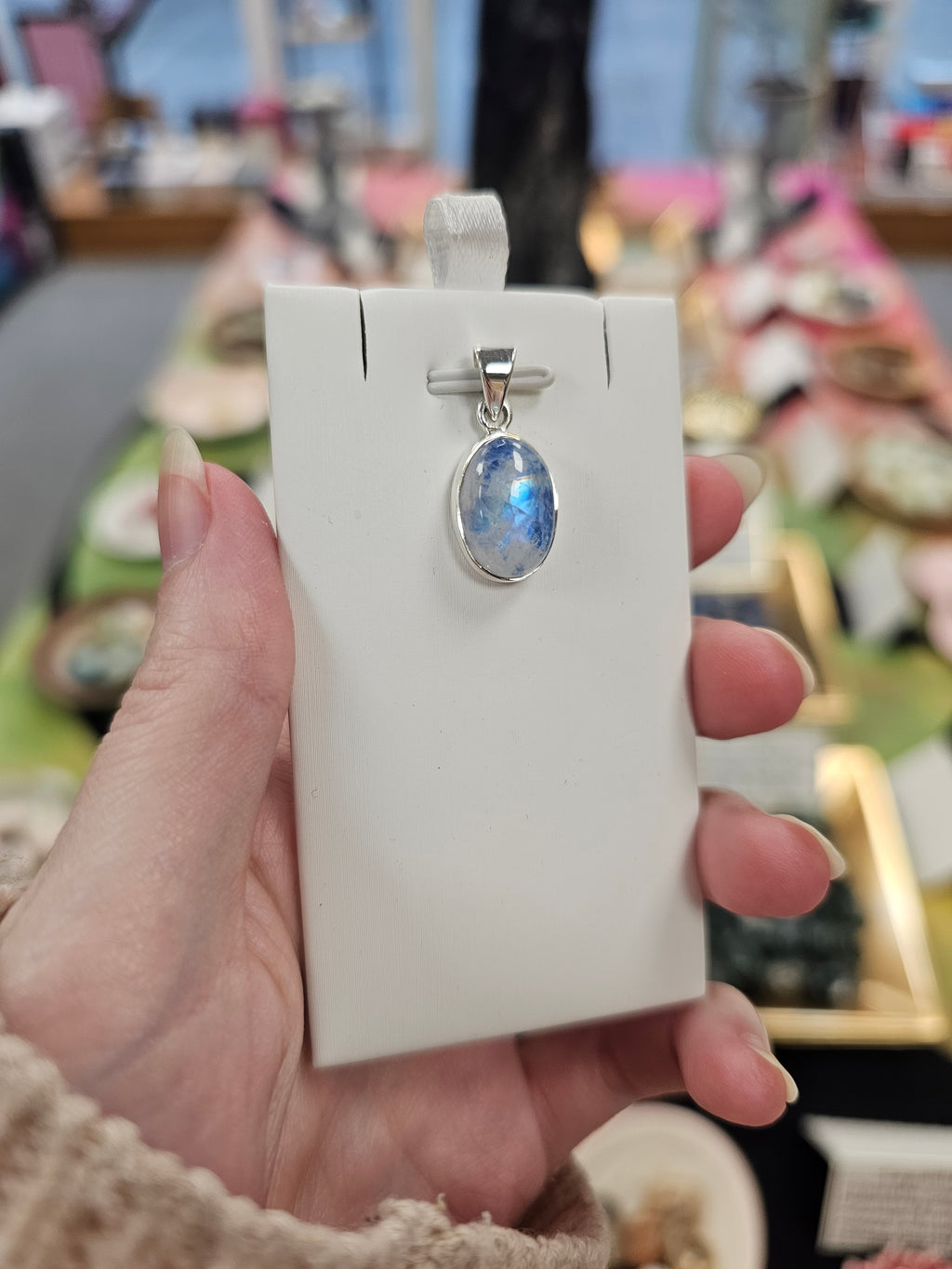 Blue Moonstone 925 Silver Crystal Pendant
