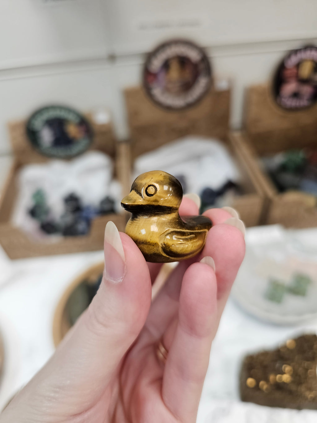Tigers Eye Duck Crystal Carving