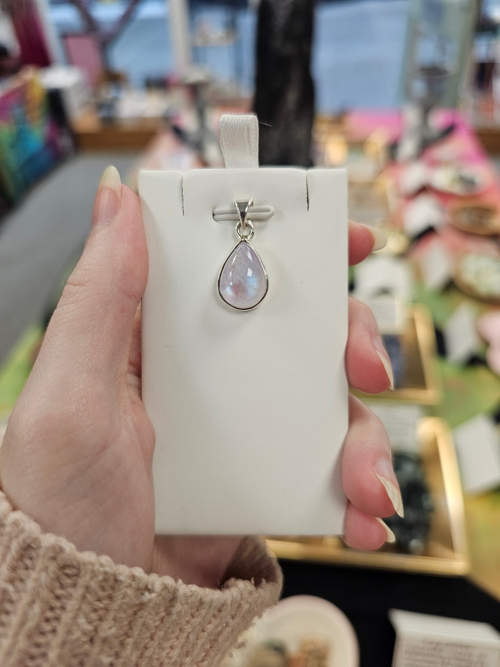 Pink Moonstone 925 Silver Crystal Pendant