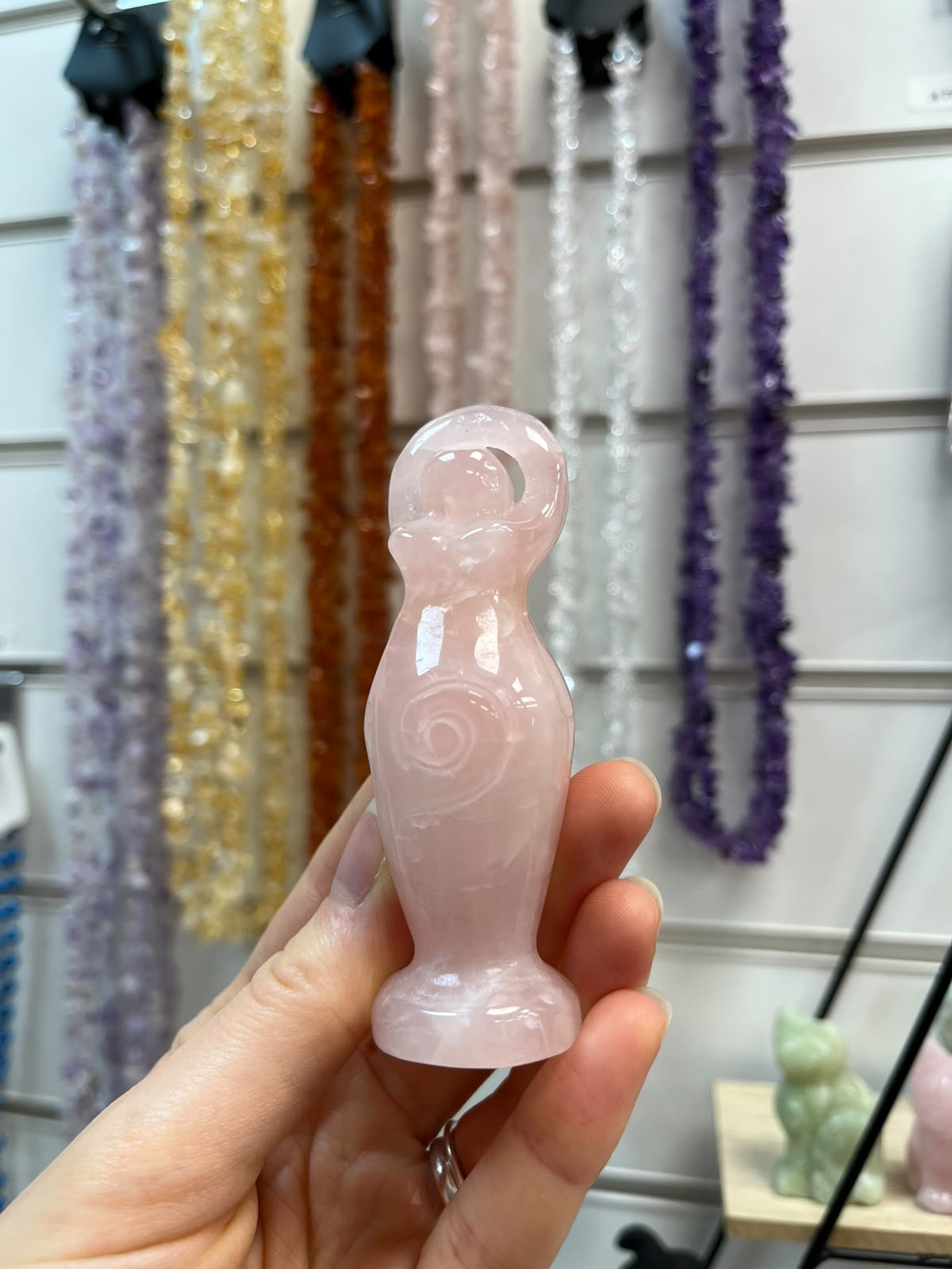 Rose Quartz Goddess Crystal Carving
