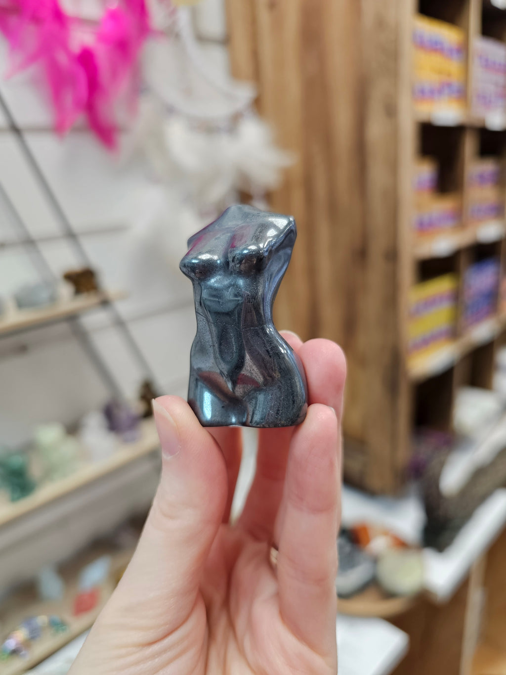 Hematite Goddess Bust Figurine