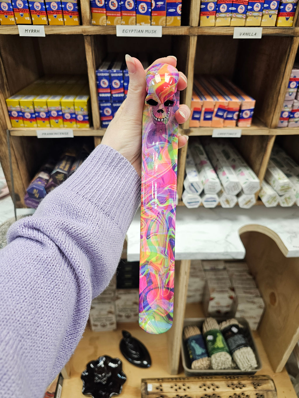 Skull Rainbow Incense Holder