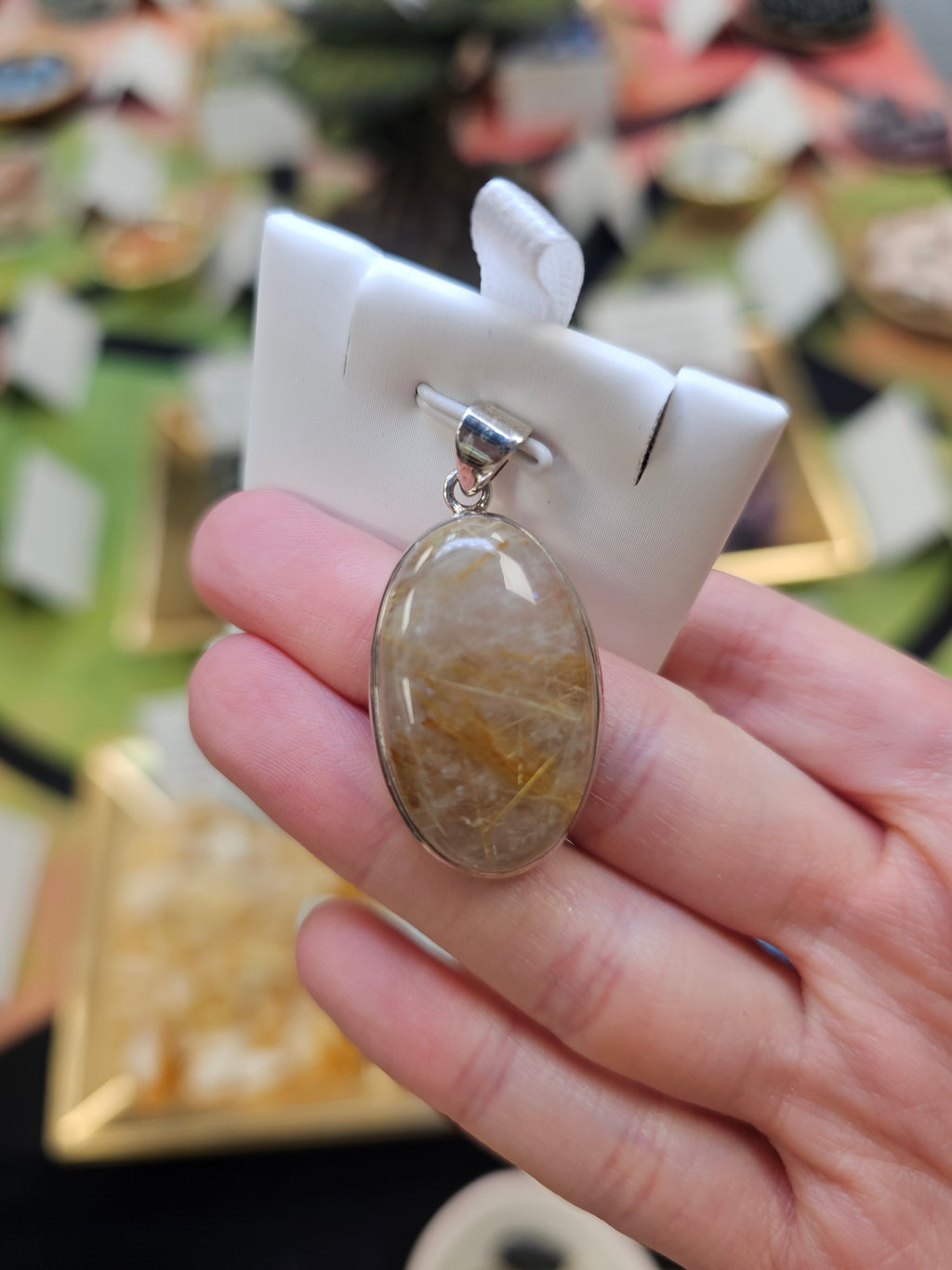Golden Rutile Quartz 925 Silver Pendant