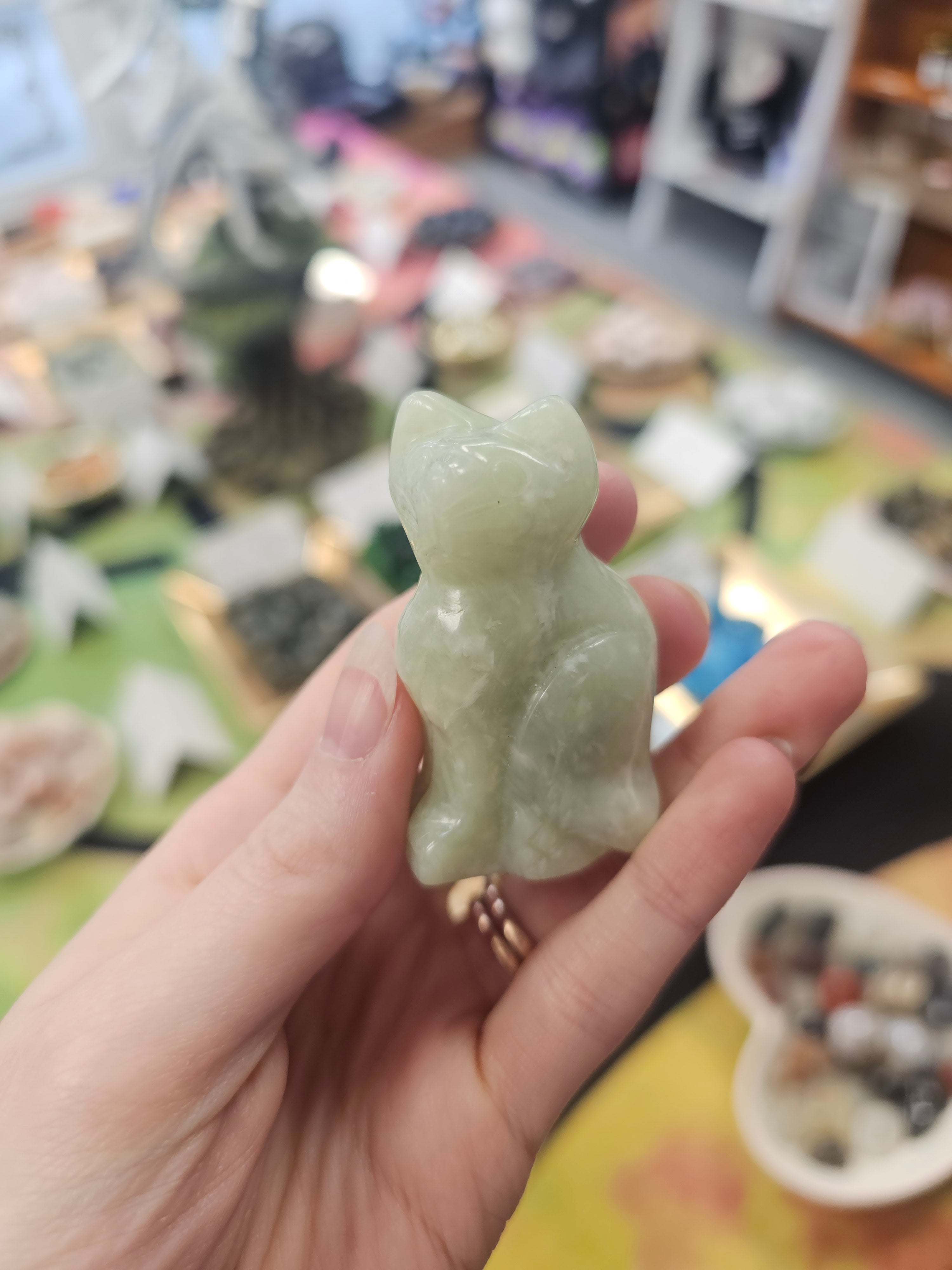 New Jade Crystal Cat Carving