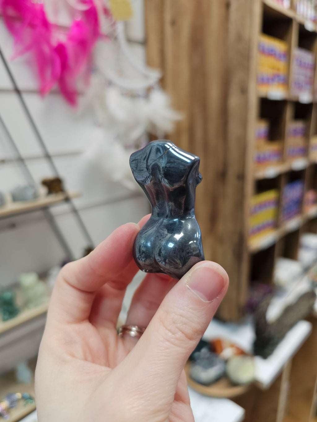 Hematite Goddess Bust Figurine