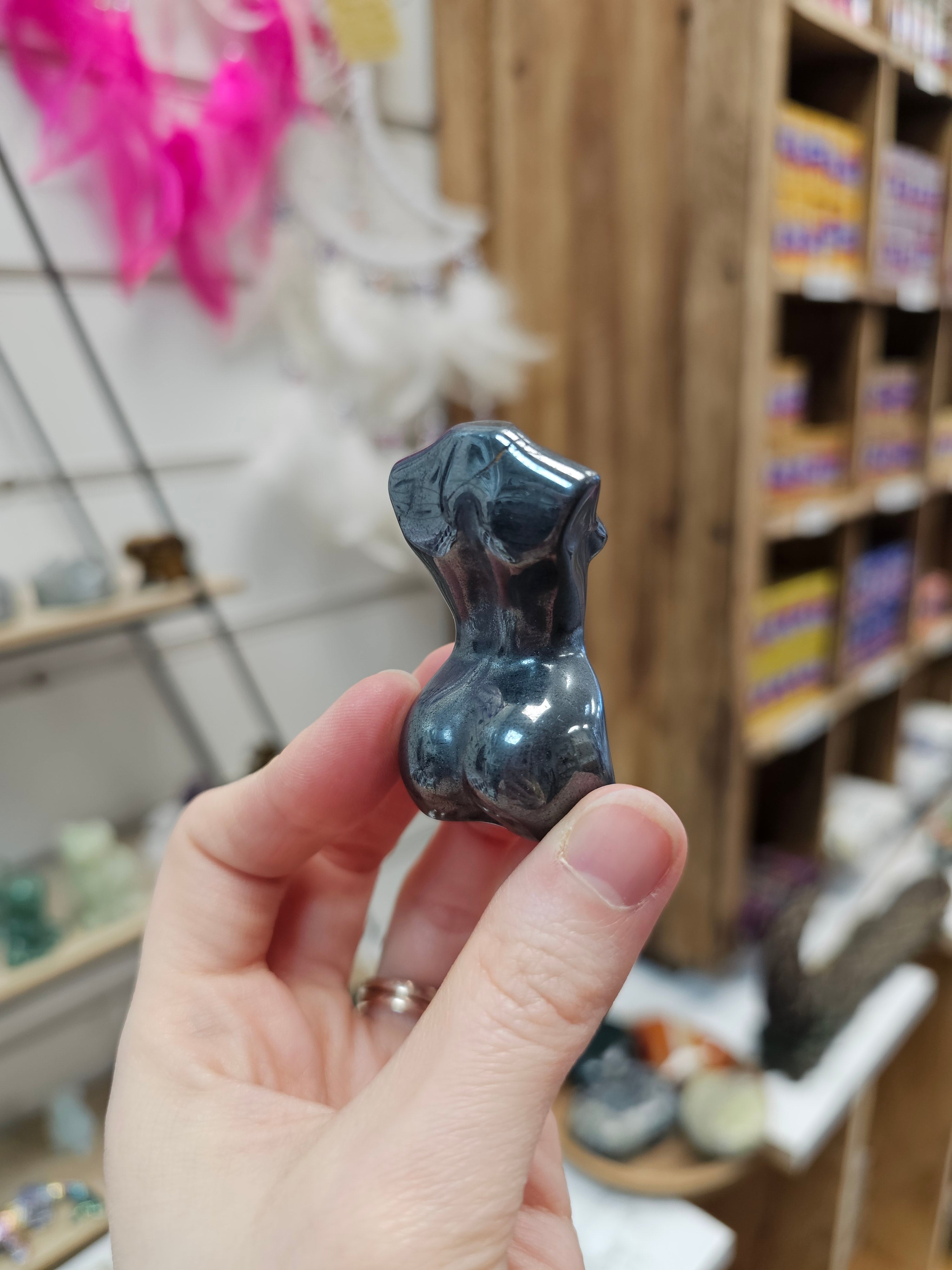 Hematite Goddess Bust Figurine