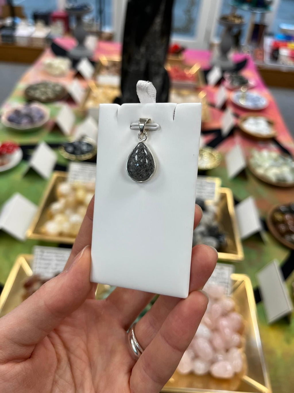 Black Sunstone Crystal 925 Silver Pendant