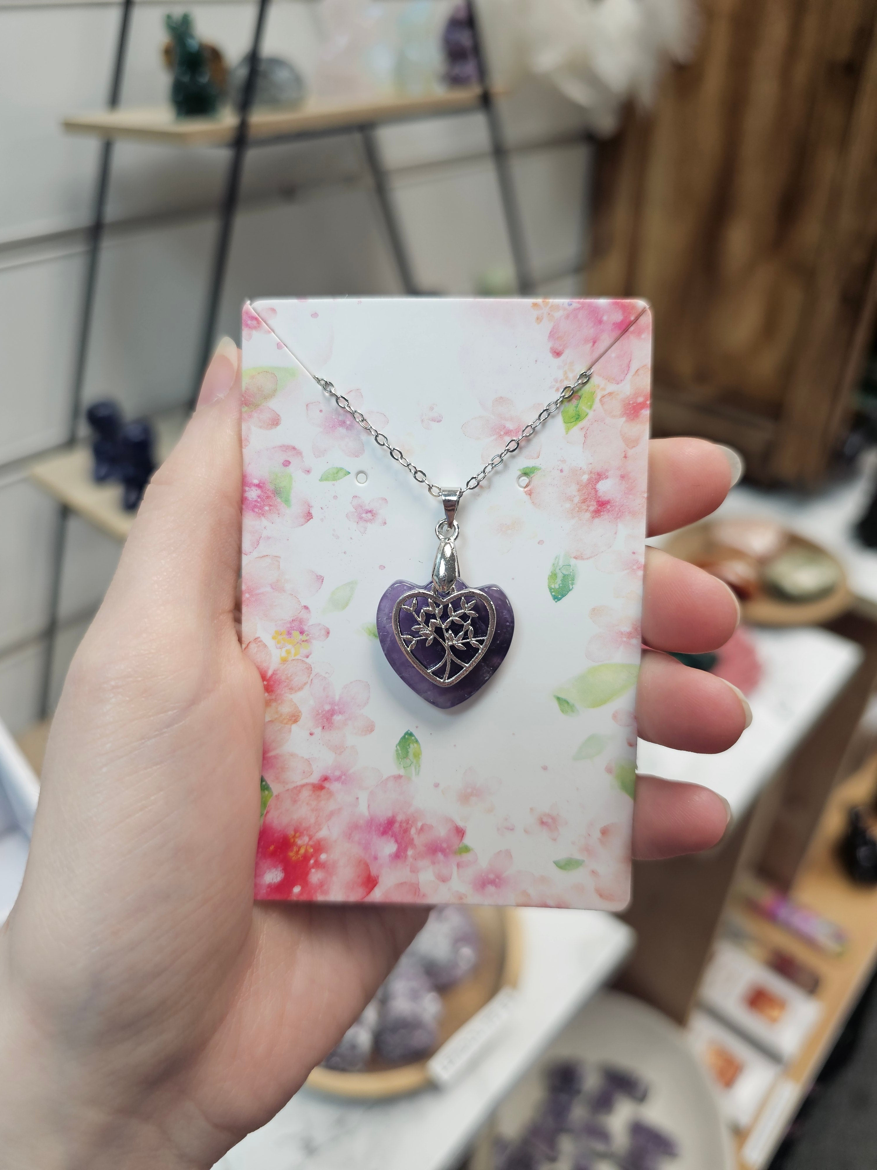 Amethyst Tree Of Life Crystal Necklace