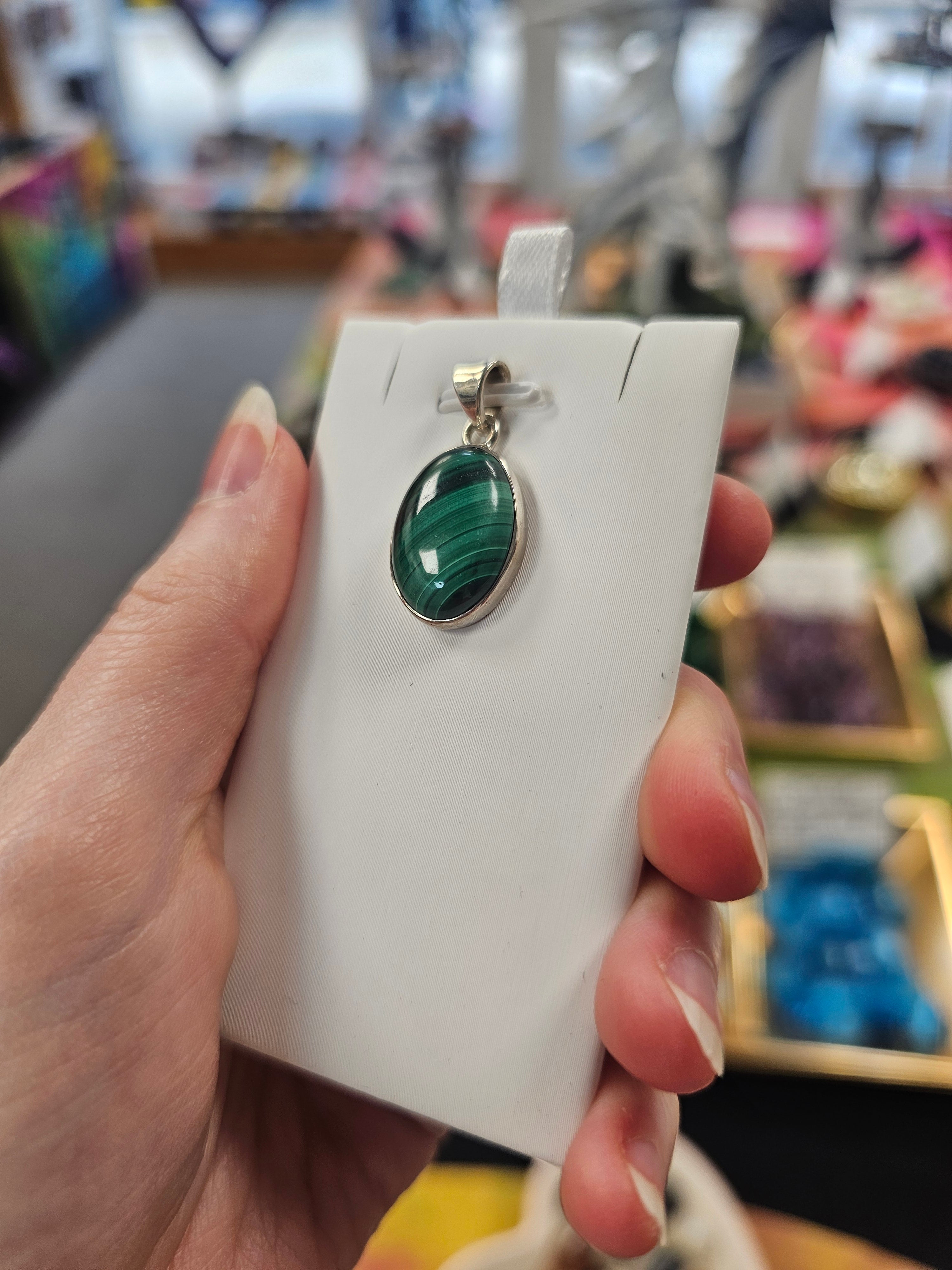 Malachite Crystal 925 Silver Pendant