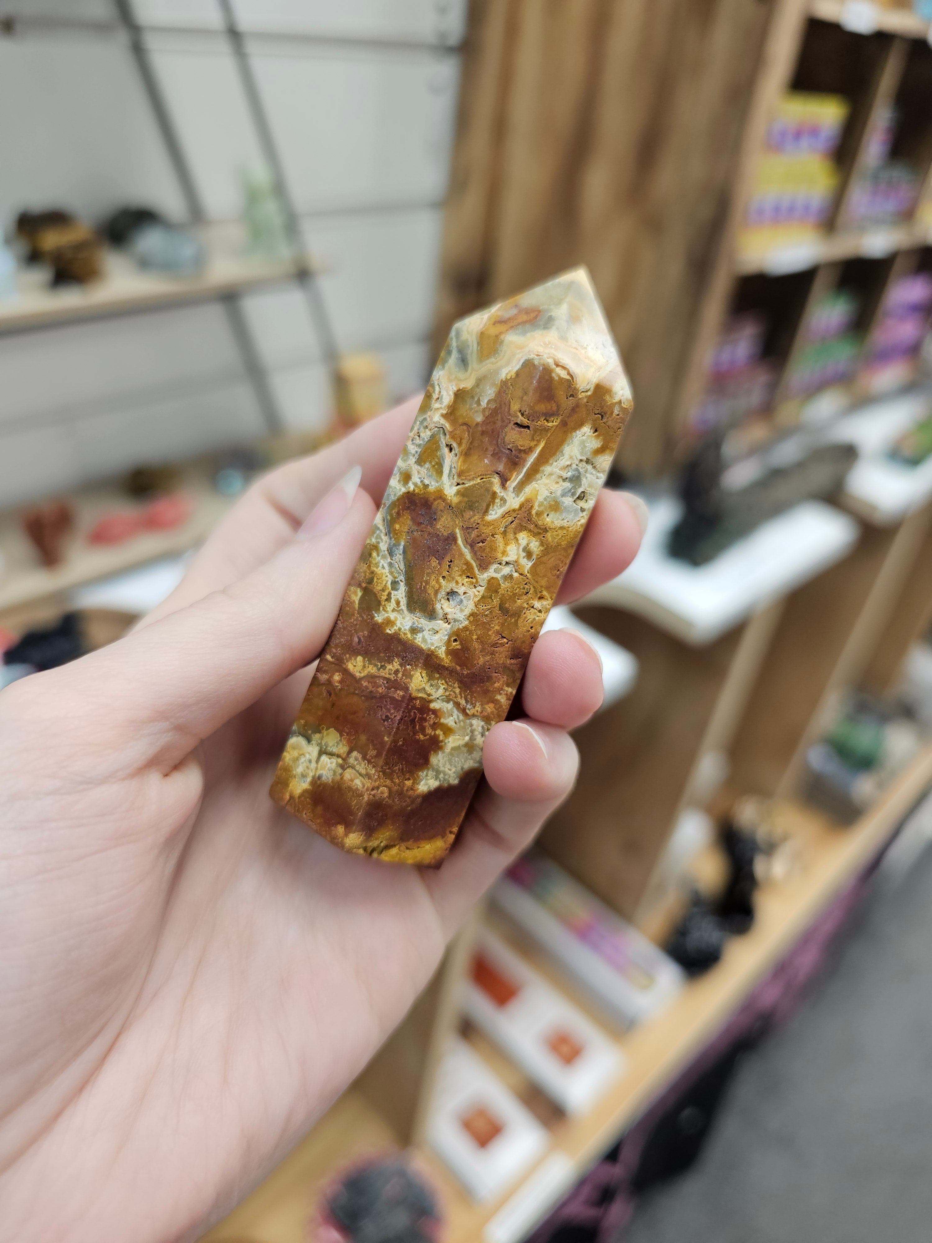 Crazy Lace Agate Crystal Tower – Bright Moon Crystals