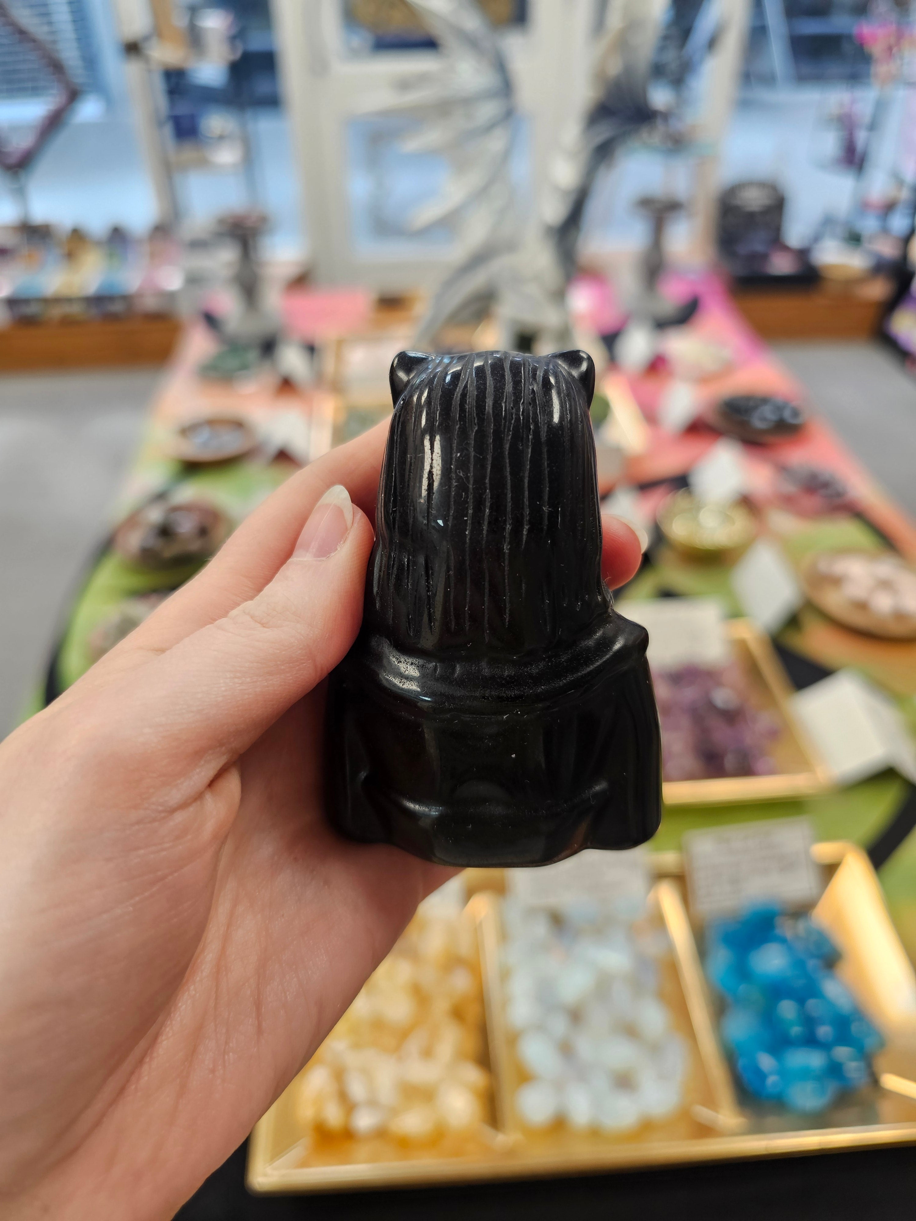 Bastet Obsidian Crystal Carving