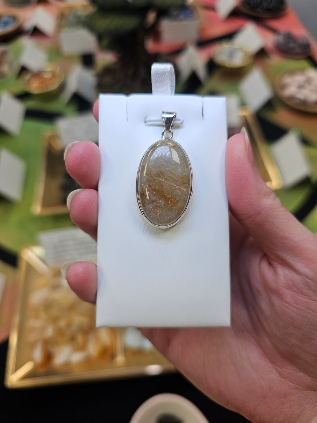 Golden Rutile Quartz 925 Silver Pendant