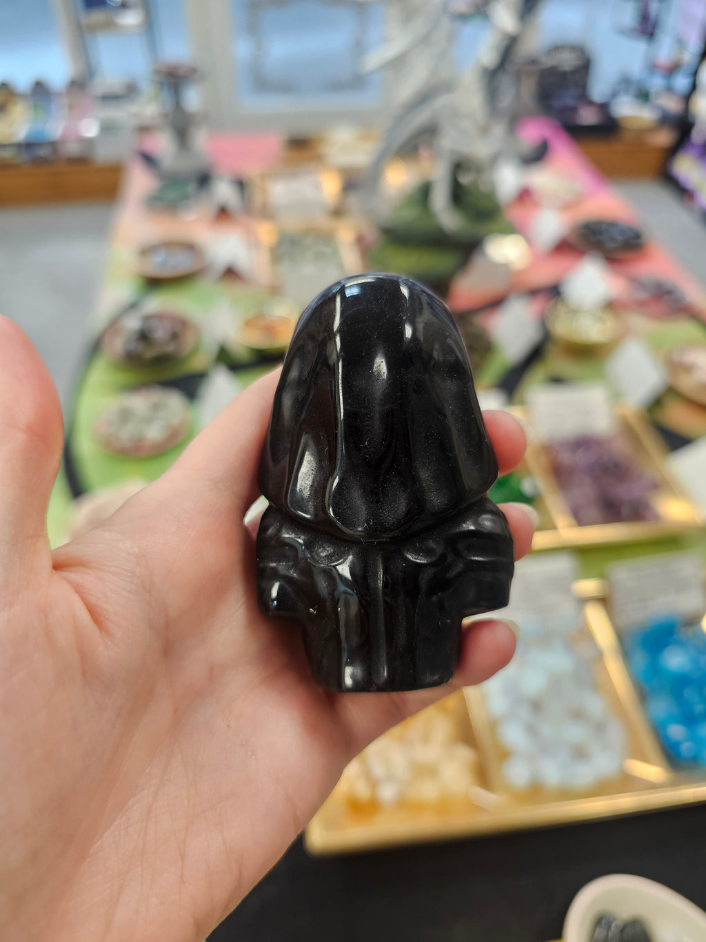 Skeleton Tutankhamun Obsidian Crystal Carving
