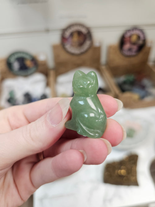 Aventurine Mini Cat Carving