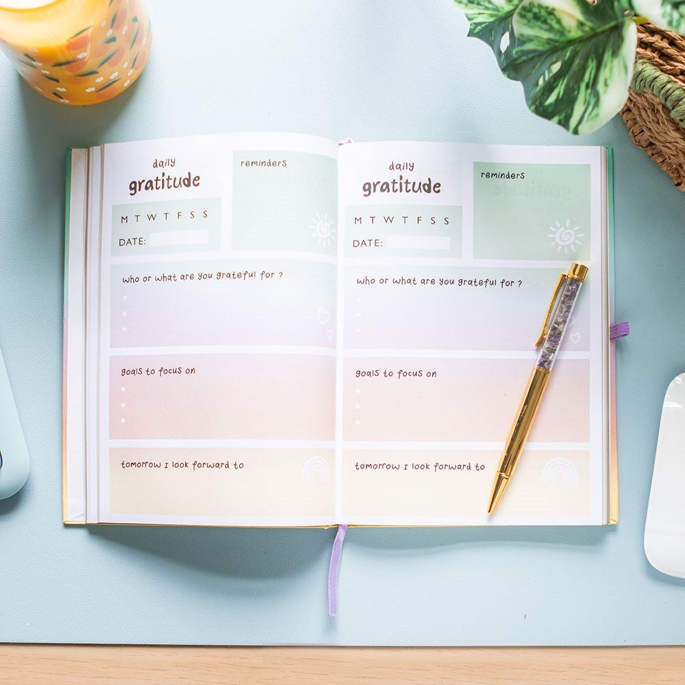 Daily Pastel Gratitude Journal With Crystal Pen