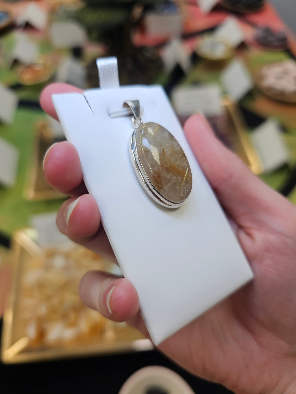 Golden Rutile Quartz 925 Silver Pendant