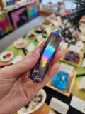 Chevron Amethyst Aura Crystal Tower
