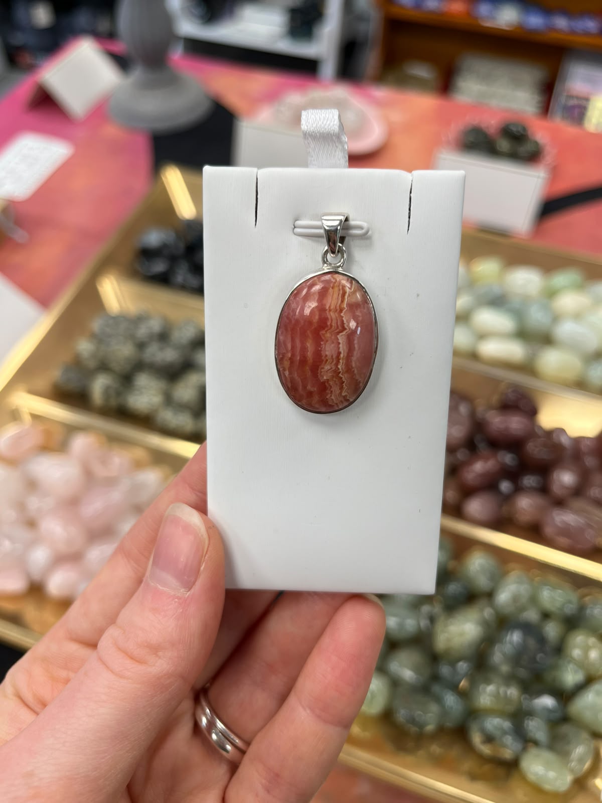 Rhodochrosite Pendant 925 Silver