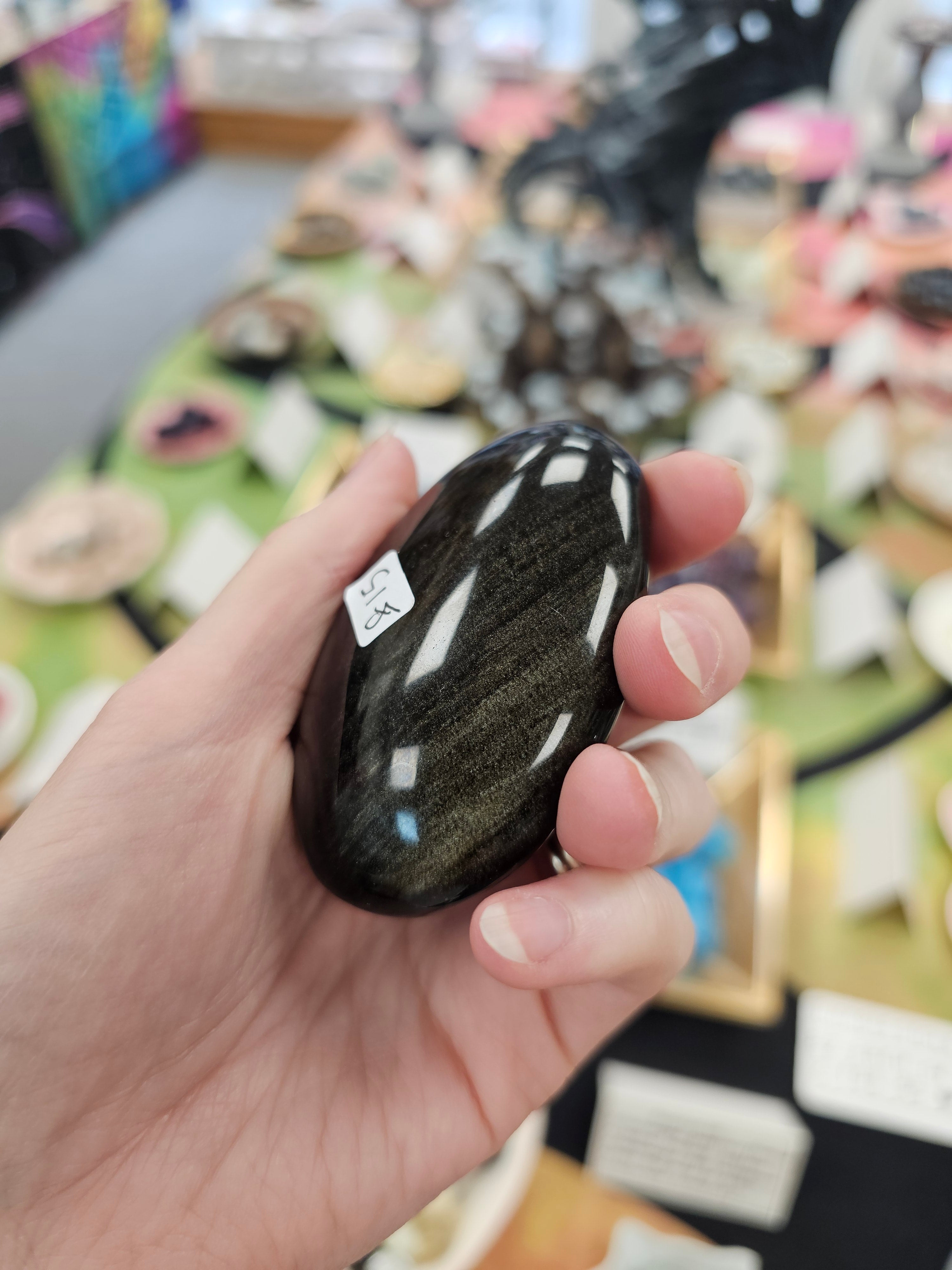 Gold Sheen Obsidian Crystal Palm stone