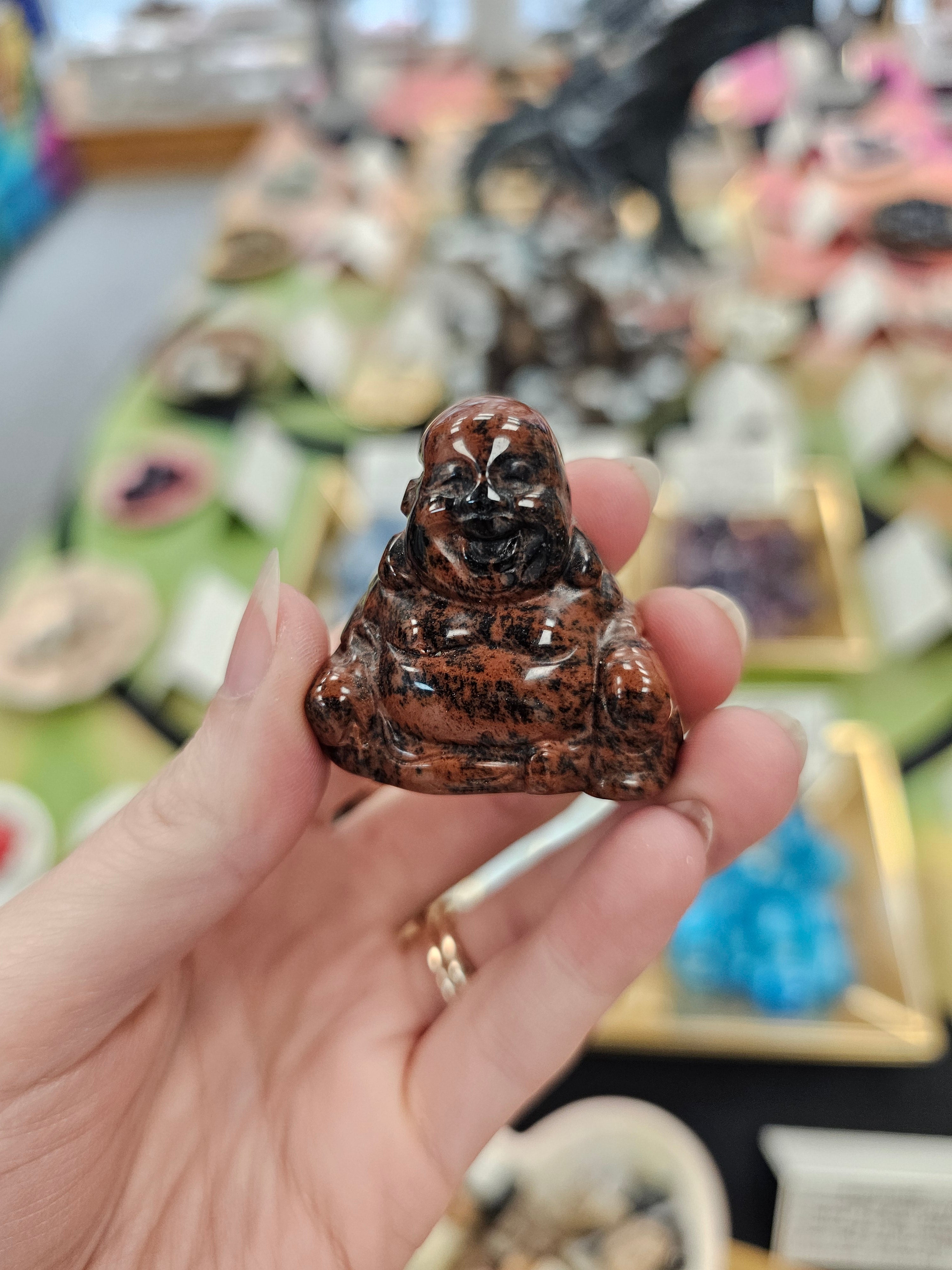 Mahogany Obsidian Buddha Crystal Carving