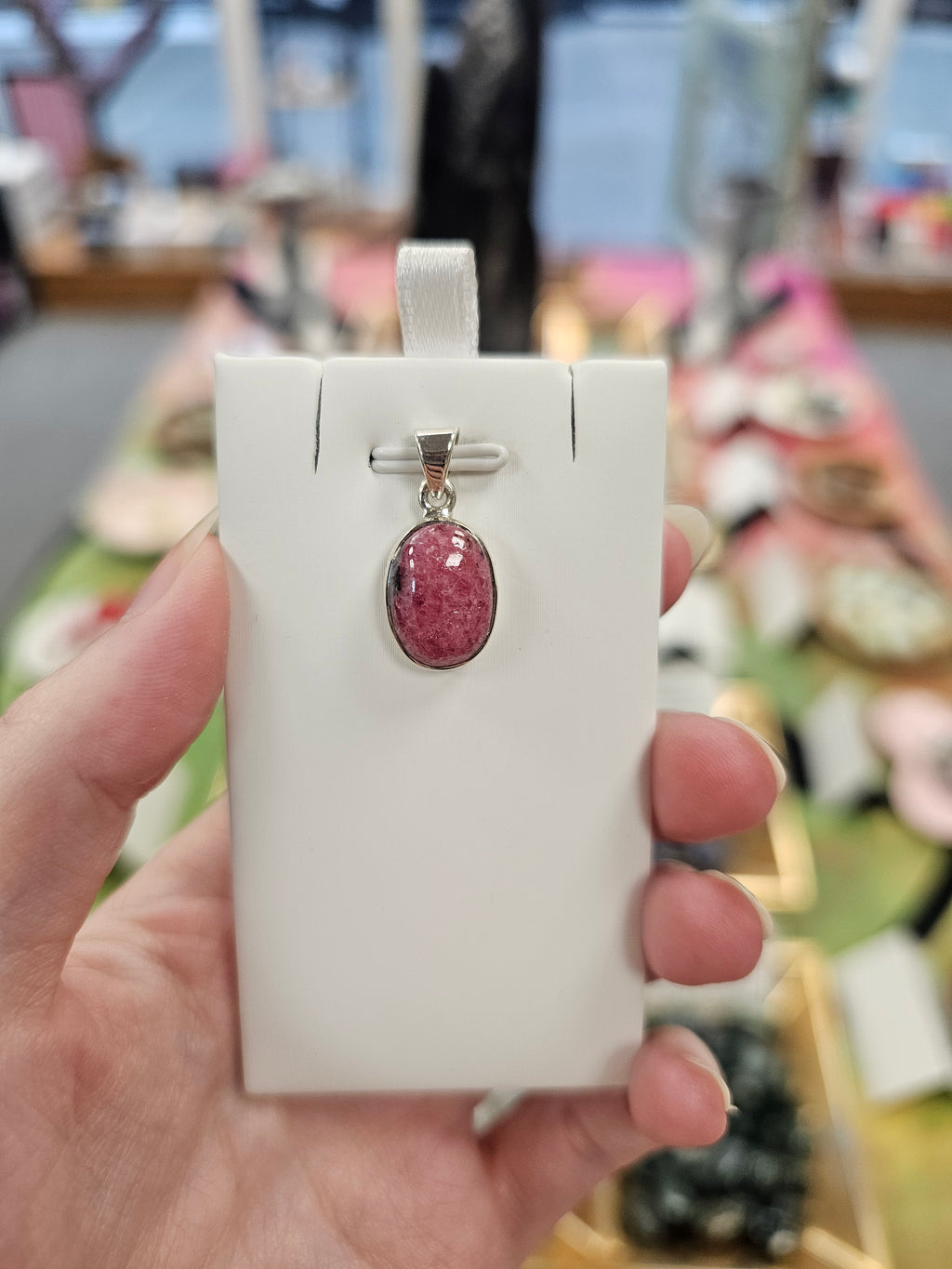 Rhodonite 925 Silver Crystal Pendant