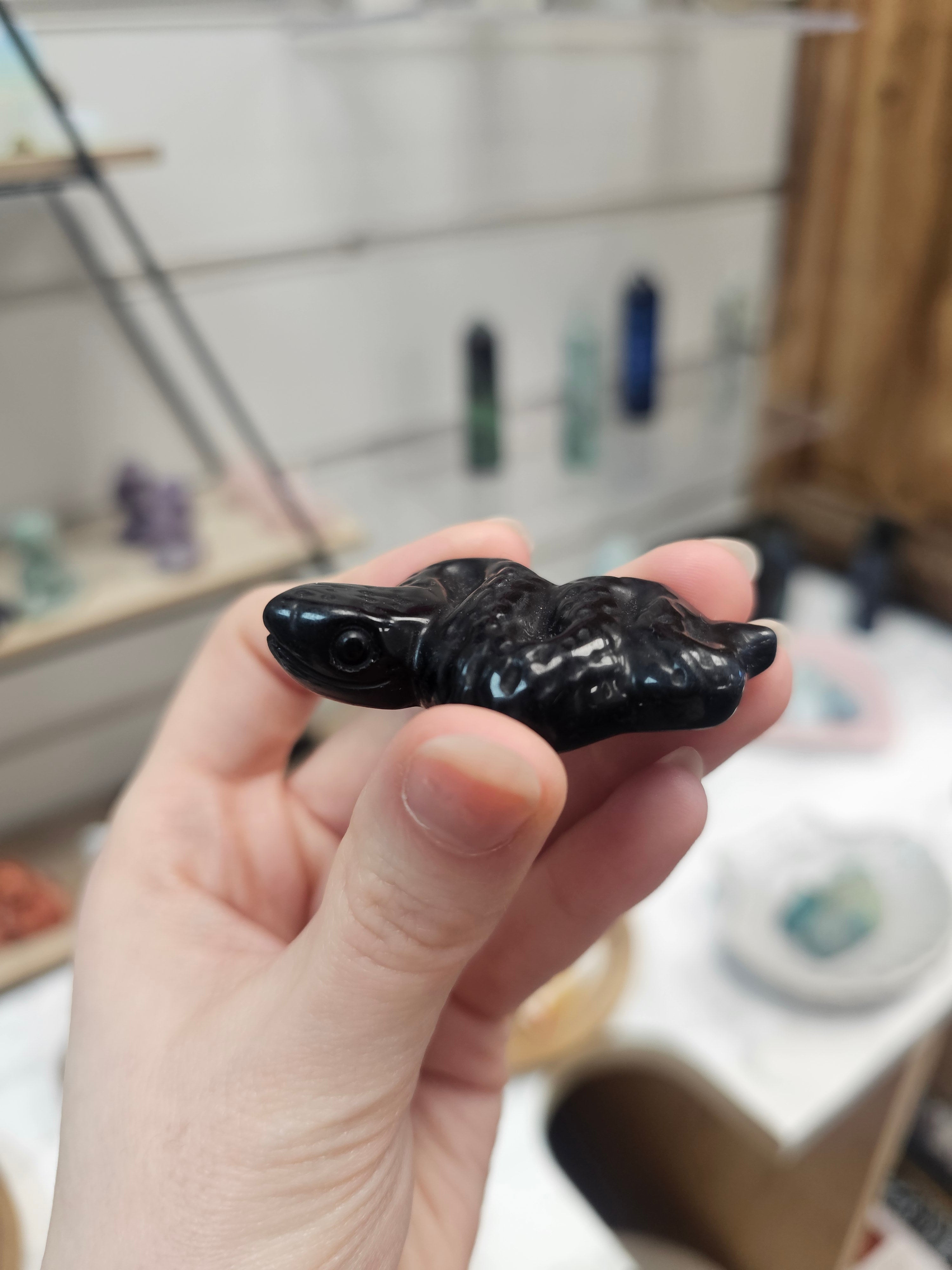 Obsidian Snake Carving